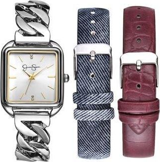 Jessica Simpson Siicone Watch Change Strap Set in Silver at Nordstrom Rack
