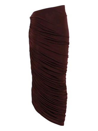 Magda Butrym Womens Asymmetric Maxi Skirt - Dark Brown viscose - Size EU 38 (Womens)