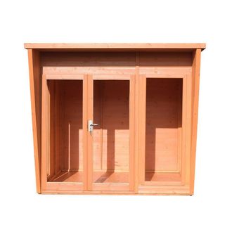 Shires Highclere 8 x 6 Feet Double Door with Three Windows Summerhouse in Light Brown