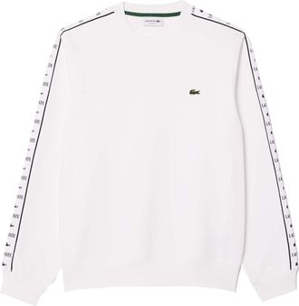 Lacoste Heren Logo Strip Crew Neck Sweatshirt (Wit)