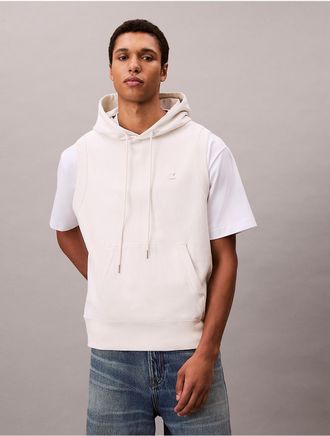 Calvin Klein Jeans Calvin Klein Mens Cotton Terry Relaxed Sleeveless Hoodie - White - XL