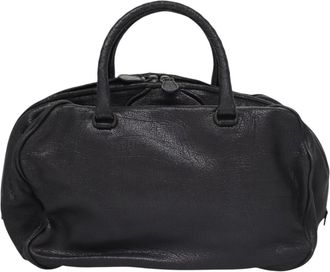 Bottega Veneta Vintage Handbag Leather Black Leather Handbag (Pre-Owned)