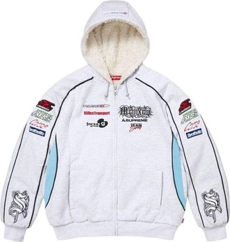 SUPREME FW26 Racing Lined Zip Up Hooded Sweatshirt Ash Grey SUP-FW26-040-GRY
