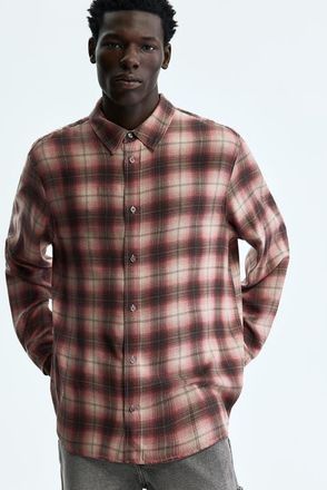 H&M Relaxed Fit Shirt in Pink/plaid at Nordstrom, Size Xx-Large