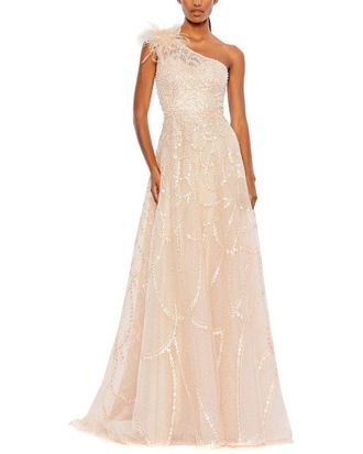 Mac Duggal Embellished One-Shoulder A-Line Gown