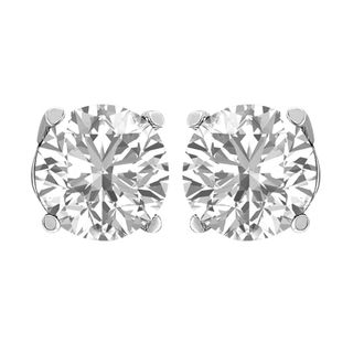 Diamond2Deal 14K White Gold 2.50 Ct Lab Grown Diamond Solitaire Stud Earrings Color- E-F, Clarity- VS1