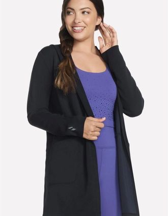 Skechers Womens Skechers SKECHLUXE Elevate Restful Hoodigan Womens Black Cardigans - Size: 18/16