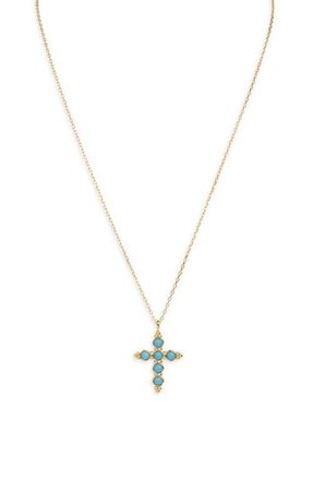 Argento Vivo Turquoise Cross Pendant Necklace in Gold at Nordstrom