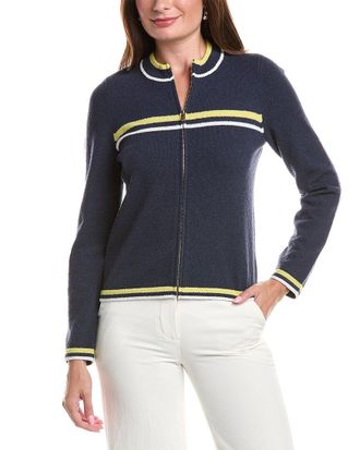 St. John Textured Zip Sweater