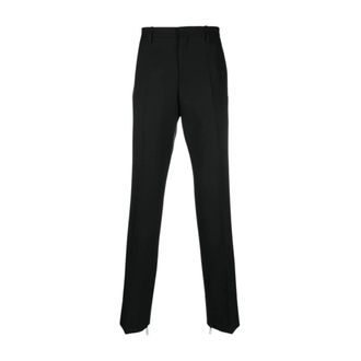 Off-white Broeken, Heren, Zwart, L, Leer, Paperclip-Detail Rechte Pijpen Broek