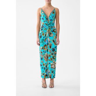 Camilla Strappy Dress With Twist Front in Totems And Treasures at Nordstrom, Size X-Large Au