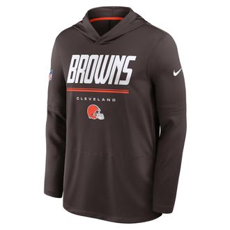 Nike Cleveland Browns Sideline Nike Mens Dri-FIT NFL Long-Sleeve Hooded Top in Brown | 03B9010K9I-TG4