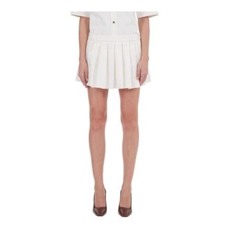 Ferragamo White Pleated Mini Skirt, Brand Size 44 ( US Size 10 )