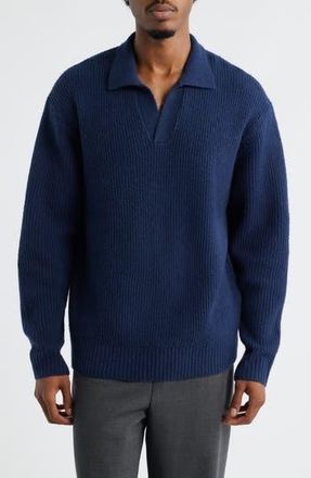 Open Edit Johnny Collar Polo Sweater in Navy Iris at Nordstrom Rack, Size X-Large