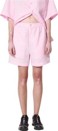 PANGAIA DNA Linnen Shorts Middellang - Dames - Korte Broeken - Roze - S - Linnen - Korte Broeken