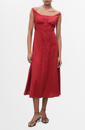 Mango Button-Up Midi Dress in Dark Orange at Nordstrom, Size 2