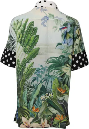 Dolce & Gabbana Multicolor Printed Silk Collared Shirt Womens Top