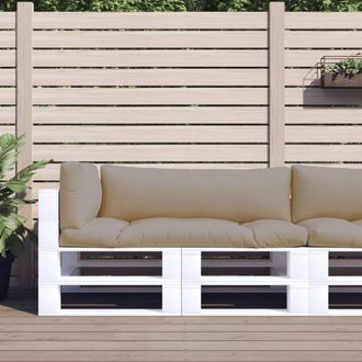 vidaXL Cushions De Paleta 3 Pcs Tela De Acoso En Grises