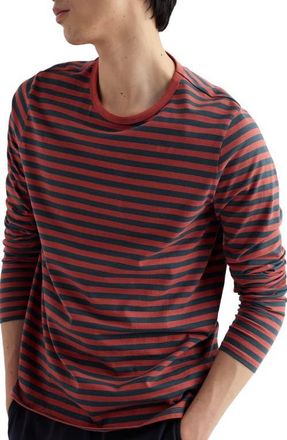 Seasalt Cornwall Sailor Stripe Long Sleeve Organic Cotton T-Shirt in Mini Cornish Dusty Copper at Nordstrom, Size Xx-Large