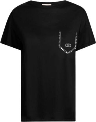 Liu Jo Katoenen T-shirt met korte mouwen - Dames - T-shirts - Zwart - XS - Katoen - Tops