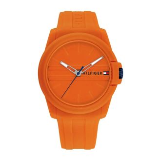 Tommy Hilfiger Accessoires, Heren, Oranje, ONE Size, Horloge met siliconen band