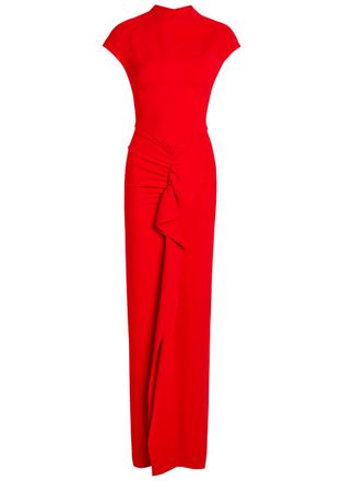 Tove Beth Ruffled Crepe Maxi Dress - Red - 42 (UK14 / L)