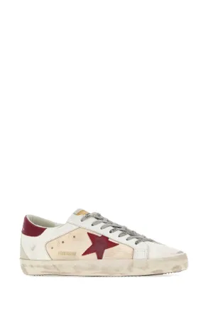 Golden Goose Mens Multicolor Leather And Fabric Super Star Sneakers Beigewhiteredgrey