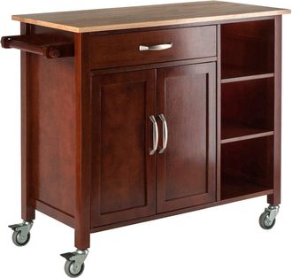 Winsome Mabel Kitchen Cart Walnut/Natural