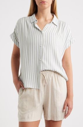 Beach Lunch Lounge Darby Short Sleeve Button-Up Shirt in Green Moss at Nordstrom, Size X-Small