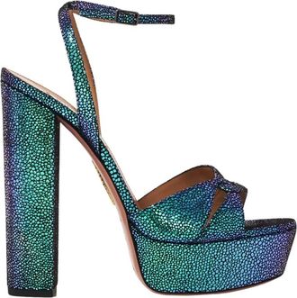 Aquazzura Kleurrijke platform sandalen met moza&iuml;ek detail - Dames - Sandalen met hakken - Groen - 39 EU - Leer - Schoenen