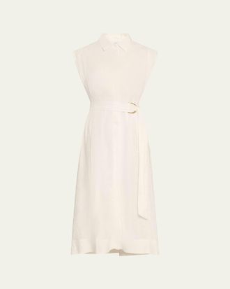 Veronica Beard Loreta Belted Linen Shirtdress