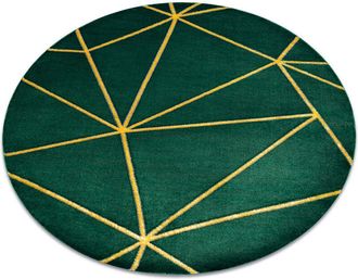 RugsX Rugsx - Alfombra Emerald Exclusivo 1013 Circulo - Glamour, Elegante Geom&eacute;trico Botella Verde / Oro Green Circulo 120 Cm