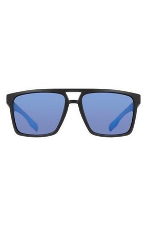 Dragon 57mm Navigator Sunglasses in Matte Black/Blue Mirror at Nordstrom Rack