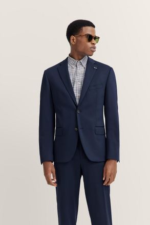 Bugatti Anzugsakko BUGATTI, Herren, Gr. 54, blau (370, marine), 66% Polyester, 21% Viskose, 10% Polyamid, 3% Elasthan, unifarben, normal, Manschette, Sakkos A