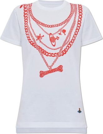 Vivienne Westwood Tops, Dames, Wit, 2Xs, Katoen, T-shirt met print