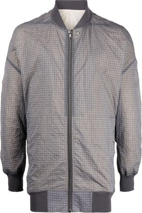 Rick Owens grid-patterned zipped bomber jacket - men - Polyamide/Polyurethane - 50 - Grey