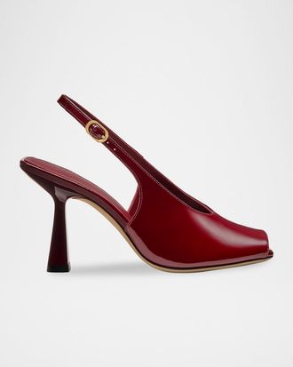 Stuart Weitzman 85mm Val Patent Leather Slingback Pumps