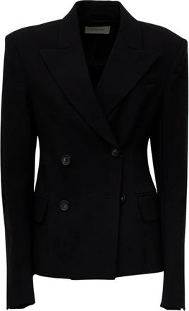 Sportmax Dubbelrijige stretch wollen blazer - Dames - Blazers - Zwart - S - Wol - Jassen