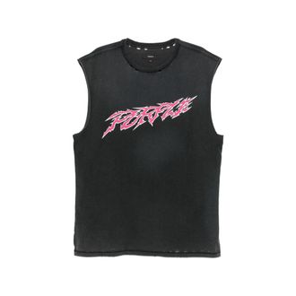 Purple Graphic-print Distressed T-shirt