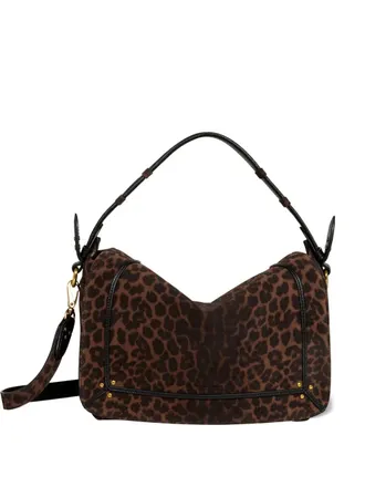 Jerome Dreyfuss Pepito M leopard shoulder bag - women - CALFSKIN/Cotton - One Size - Brown