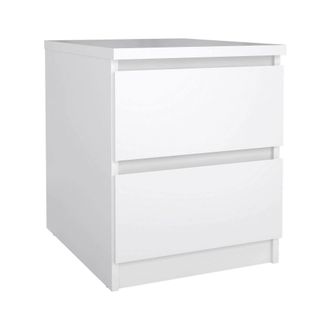 Dmora Dmora Table De Chevet &Agrave; Deux Tiroirs, Coloris Blanc Brillant, 40 X 49 X 50 Cm