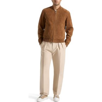 Mani&egrave;re De Voir Arsene Suede Bomber Jacket in Fawn at Nordstrom, Size X-Small