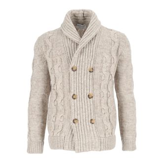 Settefili Cashmere C&aacute;rdigan de Punto con Trenza y Doble Botonadura - Knitwear - Hombre - Beige - XL
