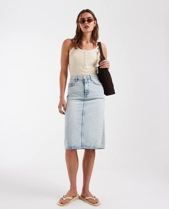 & Other Stories Gonna midi in denim blu lavaggio chiaro