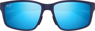 Maui Jim Walewaha 55mm PolarizedPlus2 Rectangular Sunglasses in Blue at Nordstrom