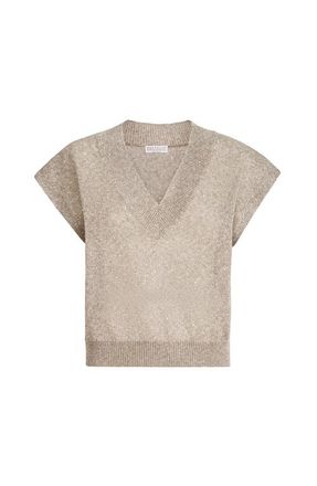 Brunello Cucinelli Linen and cotton Diamond yarn sweater in Light Brown at Nordstrom, Size 3X-Large Eu