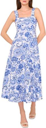 Vince Camuto Print Tiered Maxi Dress in Serene Sky at Nordstrom, Size X-Large P