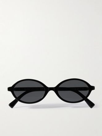 Miu Miu Eyewear Occhiali Da Sole In Acetato Con Montatura Rotonda - Nero