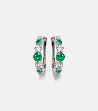 Bucherer Classics 18kt white gold hoop earrings with emeralds and diamonds