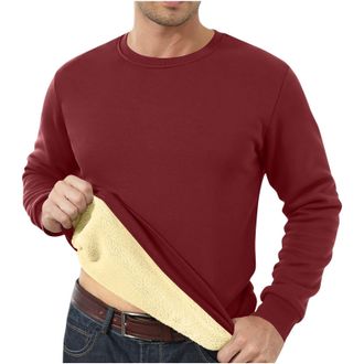 Generic Sweatshirts for Men UK Fleece Lined Long Sleeve Thermal Tops Crew Neck Warm Jumper Mens Sherpa Fleece Pullover Winter Clothing (UK, Alpha, 4XL, Regula